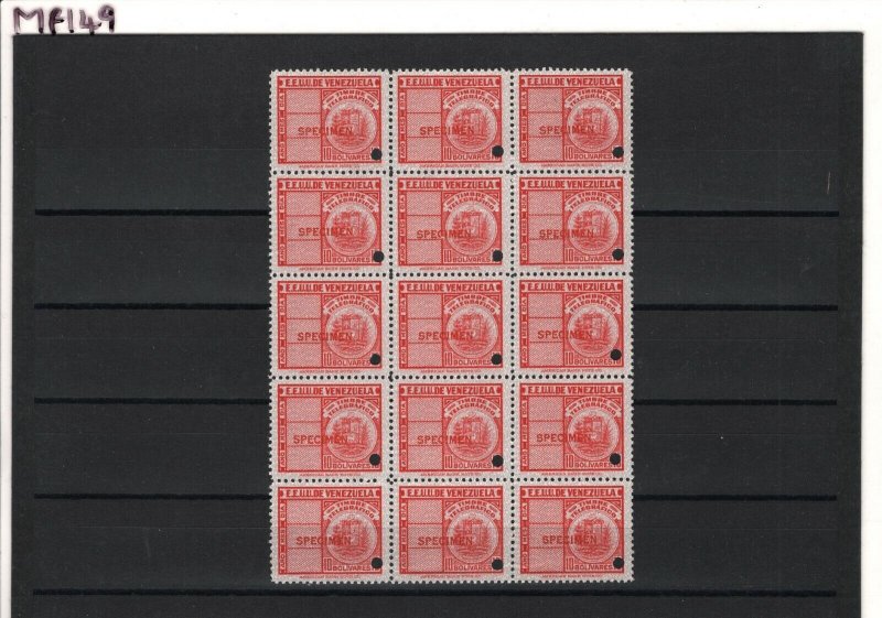 VENEZUELA TELEGRAPH Stamps 10b ABNCo. *SPECIMEN* BLOCK OF FIFTEEN Mint MNH MF149