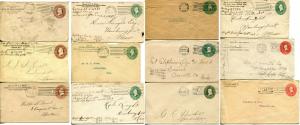 12 USA Stamped Envelopes Postage Cover Stamps Collection USED 1886-1908