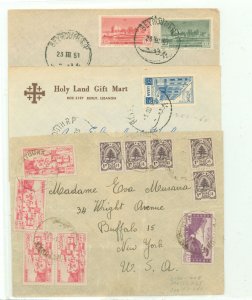 Lebanon  1950s covers (3). Fine stamps. Some rough opening.
