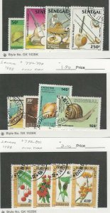 Senegal, Postage Stamp, #637-40, 771-4, 798-801 Used, 1985-88 Snail, Flower