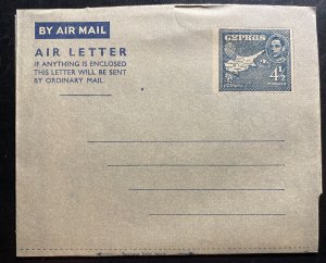 Mint Cyprus Air Letter Postal Stationery 4 1/2 Piasgres