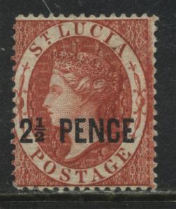 St. Lucia QV 1881 overprinted 2 1/2 PENCE scarlet mint o.g.