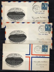 US Airport Dedication Montpelier VT 1930 Set of 3 Flight c71