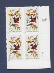 USA - Scott 3650 - LR Plate Block  - 37 ct - Audubon Birds -