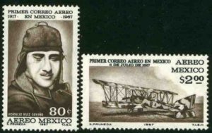 MEXICO C325-C326, 50th Anniversary of the 1st Air Mail Flightt MINT, NH. VF.