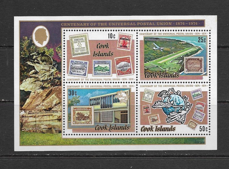 COOK ISLANDS - 1974 UPU CENTENARY SOUVENIR SHEET - SCOTT 411a - MNH