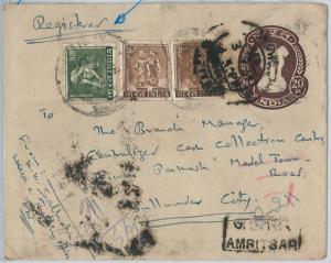 63069  - INDIA - Postal History - POSTAL STATIONERY Registered COVER 1960's