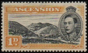 Ascension 41A - Used - 1p Green Mountain (perf 13) (1942) (cv $0.60)