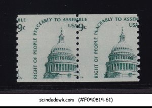 UNITED STATES USA - 1977 9C SCOTT#1591 ERROR PERFORATION SHIFTED 2V PAIR MNH