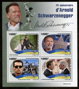 NIGER 2022 75th BIRTH ANN OF ARNOLD SCHWARZENEGGER SHEET  MINT NH