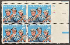 US #2420 Used VF - PB of 4 A11111 - 25c Letter Carriers: We Deliver 1989 [R779]