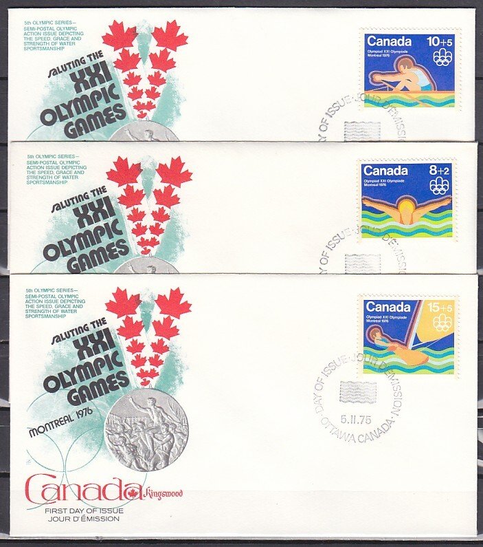 Canada, Scott cat. B4-B6. Montreal Olympics issue. 3 First day covers. ^