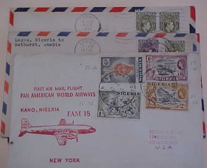 NIGERIA   5 FLIGTH COVERS 1941 x4,1956 