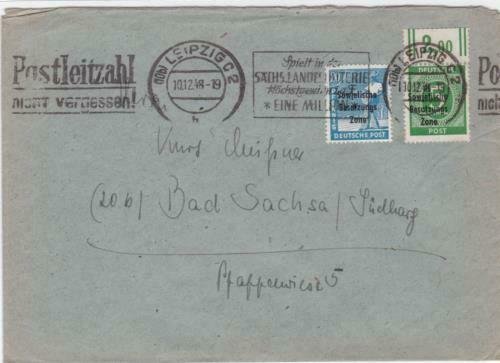 Germany Soviet Zone 1948 Leipzig to Bad Sachsa stamps cover  R20716