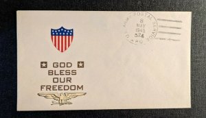 VE Day US Patriotic Cover God Bless our Freedom Cachet APO 574