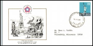 Sri Lanka 513 Statue of Liberty Typed FDC