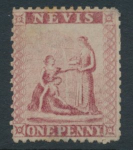 Nevis 1862 SG 1  1d Dull Lake Greyish Paper P13 Mint No Gum