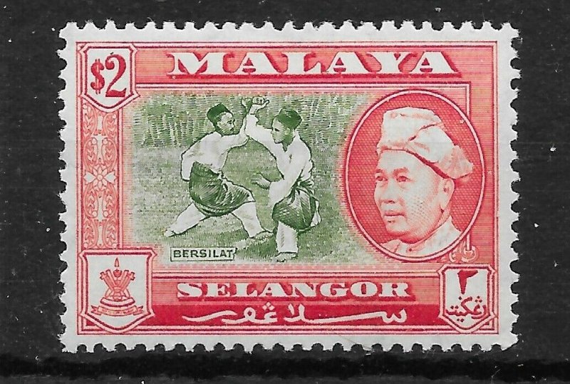MALAYA SELANGOR SG126a 1960 $2 BRONZE-GREEN & SCARLET p13x12½ MNH