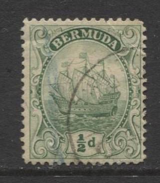 Bermuda - Scott 41 - Caravel - 1910 - FU- Single 1/2d Stamp