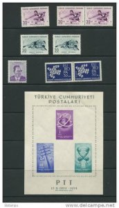 Turkey 1954Sheet  Mi Block 6 +Stamps 1960-1 MNH CV 27 euro