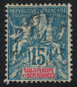 Guadeloupe Tablet key-type inscr 'GUADELOUPE ET DEPENDANCES' 15c 1892 Canc