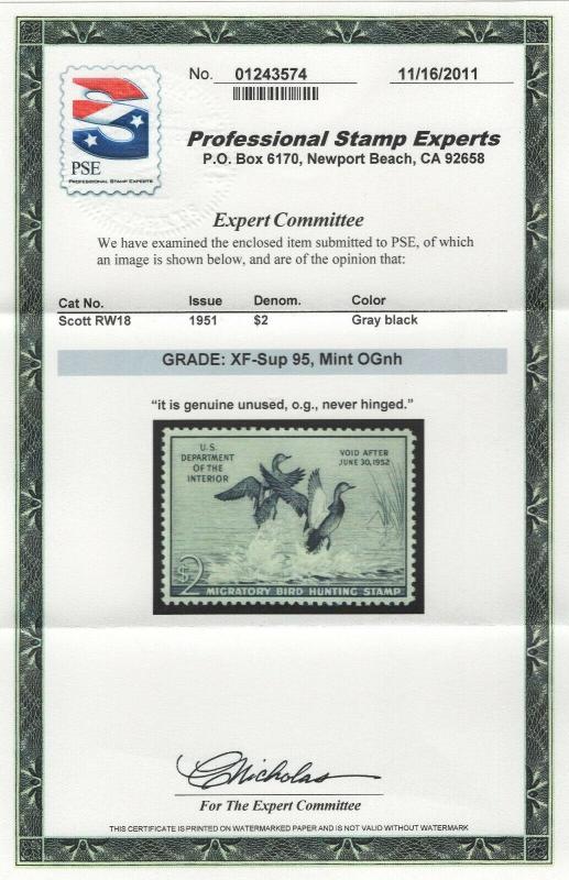 #RW18 Graded 95 XF-Superb NH SMQ $225. With PSE Cert  (GP2)