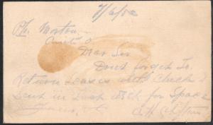 UX18 1 cent McKinley, oval Postal Card used F