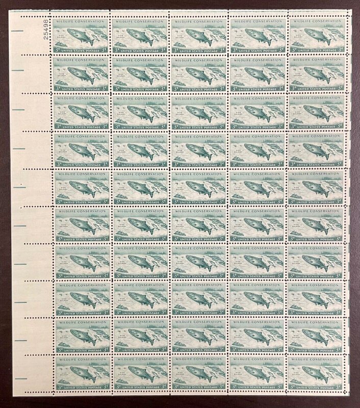 1079    Wildlife—-King Salmon  MNH 3 cent sheet of 50   1956