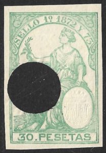 SPANISH ANTILLES CUBA PUERTO RICO 1872-73 30p SELLOS CUT SQUARE Revenue Used