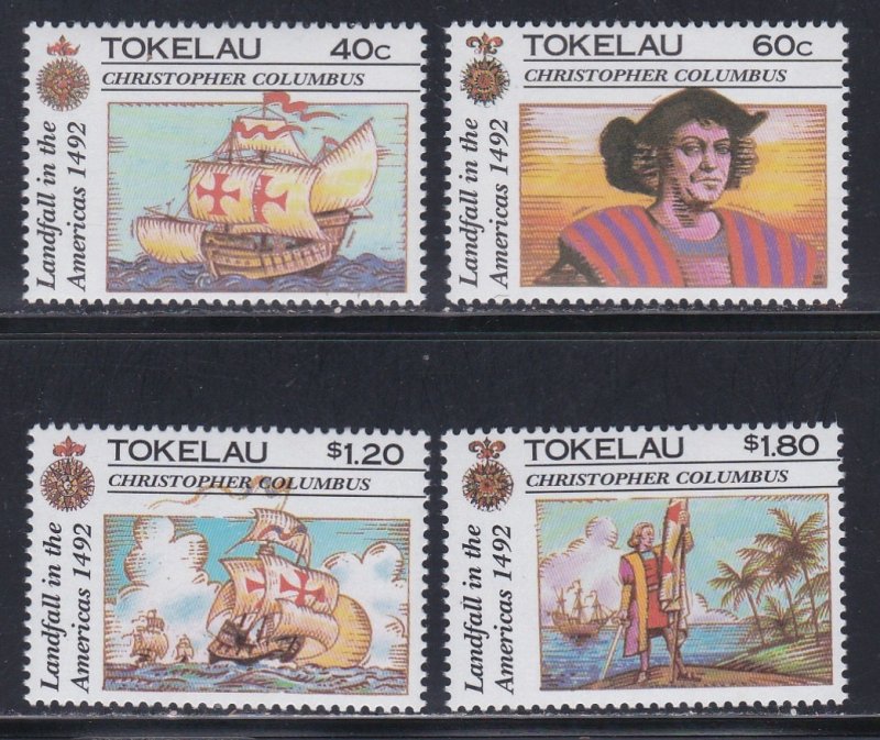 Tokelau # 182-185, Discovery of America 500th Anniversary, NH, 1/2 Cat.