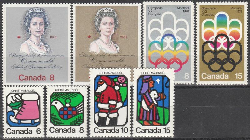 Canada #620-1, 623-4, 625-8  MNH CV $3.20 (A4377)