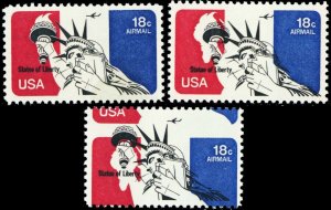 C87, MNH 18¢ TWO Different Color Shift ERRORS - Airmail Stamps - Stuart Katz