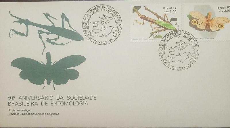 L) 1987 BRAZIL, 50th ANNIVERSARY OF THE BRAZILIAN ENTOMOLOGY SOCIETY, INSECTS