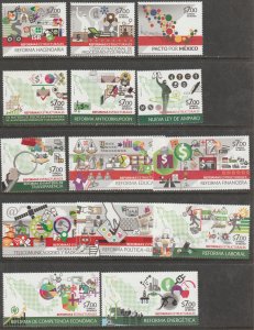 MEXICO 2976-2989, REFORMS, COMPLETE SET OF14, MINT NH, VF.