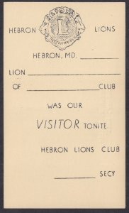 #UX27 w printed Hebron Lions mimeo notice Unused w Delmar printed addr