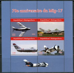 Madagascar 2020: 70th Anniversary of the Mig-17 sheet of four mint never hinged