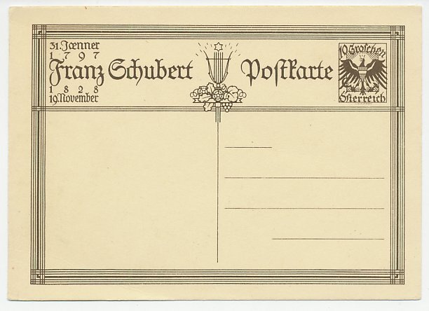 Postal stationery Austria 1928 Franz Schubert - Composer