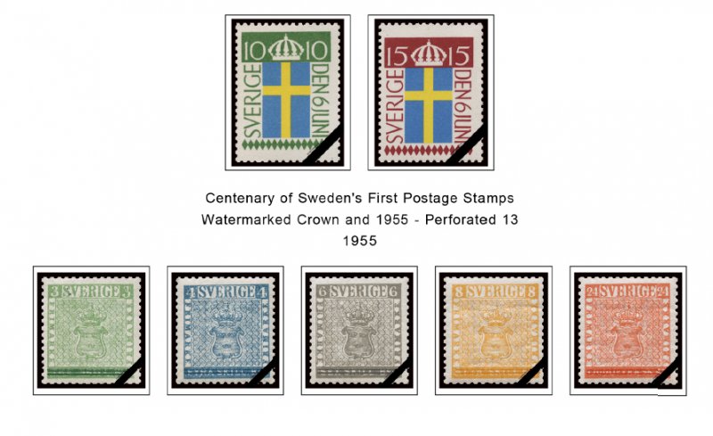 COLOR PRINTED SWEDEN 1941-1970 STAMP ALBUM PAGES (47 illustrated pages)