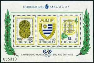 Uruguay C434 ac sheet,MNH.Michel 1499-1501 Bl.39.World Soccer Cup Argentina-1978