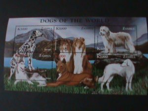 ZAMBIA- WORLD FAMOUS LOVELY DOGS MNH-S/S VF LAST ONE WE SHIP TO WORLD WIDE