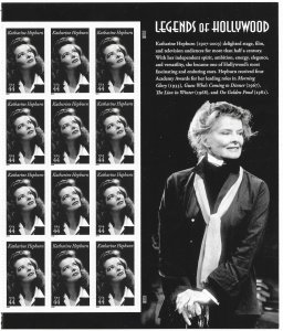 US #4461  MNH Plate block of 12. Katharine Hepburn. Legend of Hollywood. NICE