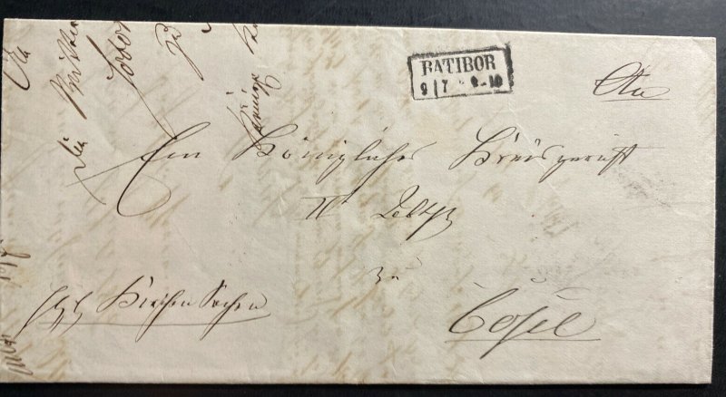 1859 Ratibor Poland Stampless Letter Cover To Cofel