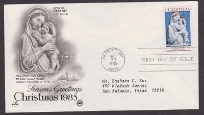 2165 Christmas ArtCraft FDC with neatly typewritten address