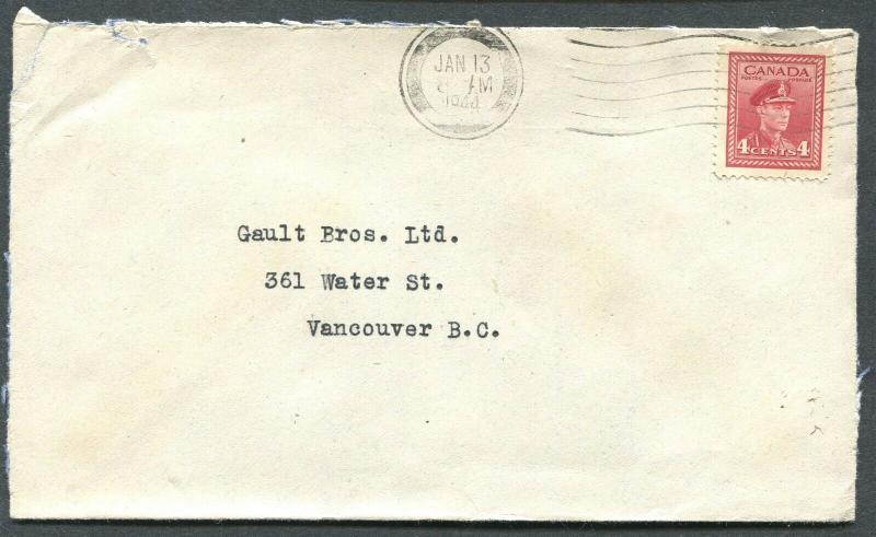 CANADA WWII BLACK OUT CANCEL COVER PRINCE RUPERT