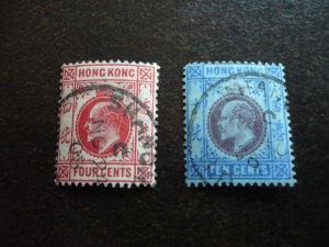 Stamps-Hong Kong (Shanghai)-Scott# 90,95 - Used Part Set of 2 Stamps