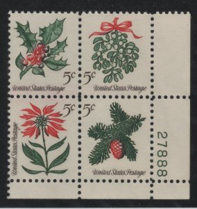 1257b 5c Christmas Untagged 27888 LR Plate Block
