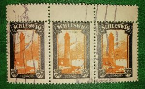 GERMANY 1920s Mourning Stamp Lost Territories Schleswig Strip & Tab NH Rare