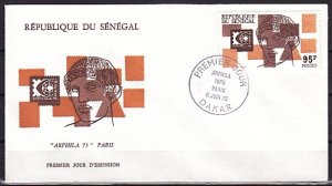 Senegal, Scott cat. 411. Arphila `75 Stamp Expo issue. First day cover. ^