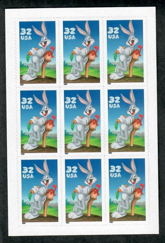 3137b Bugs Bunny MNH pane of 9 at Face Value