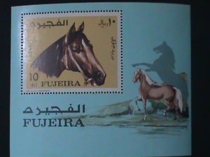 ​FUJEIRA- AIRMAIL-WORLD FAMOUS LOVELY HORSES MNH S/S VF WE SHIP TO WORLDWIDE